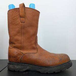 Big Mac Men’s 11W Brown Leather Pull-On Work Boots Rugged Vintage Utility